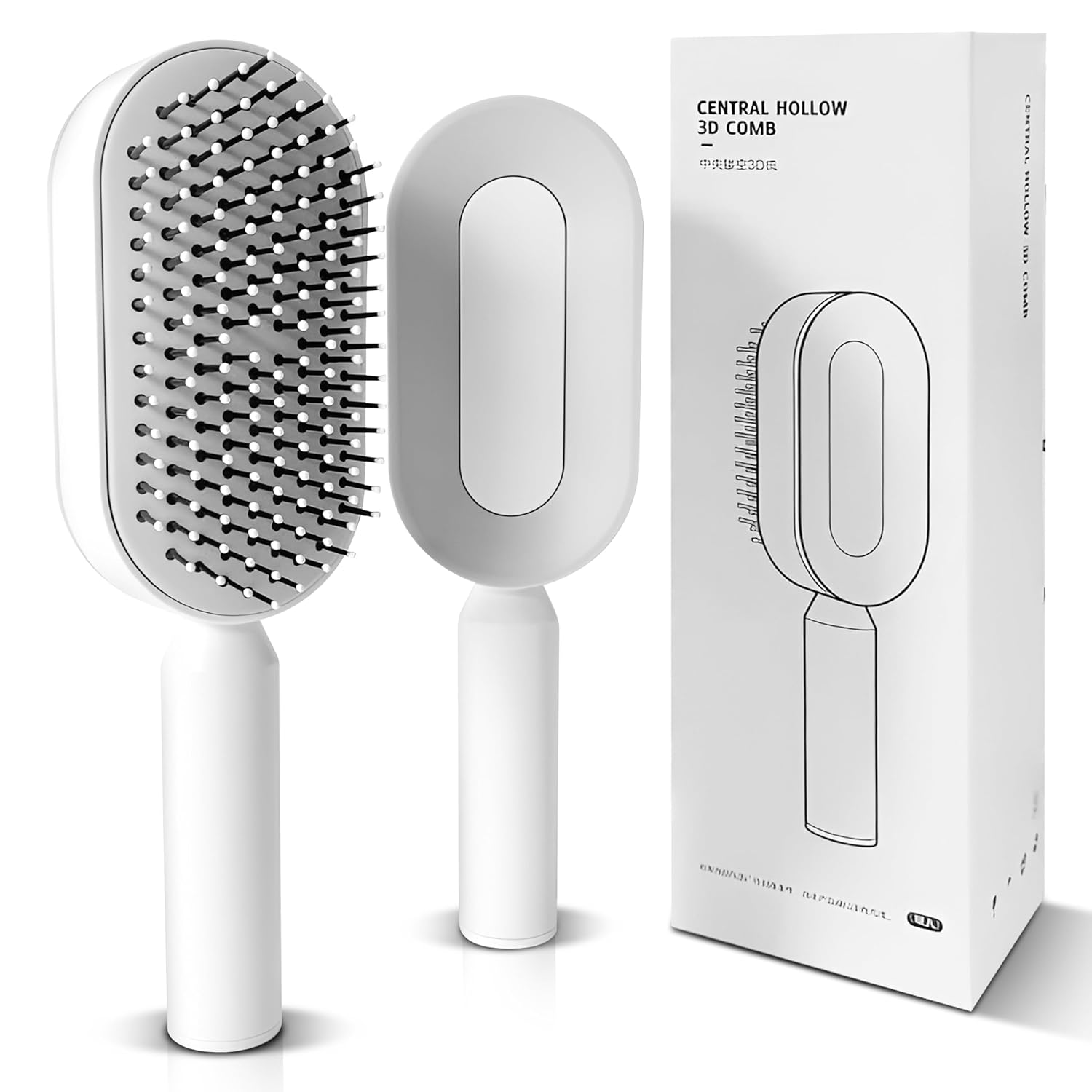 Self Cleaning Hair Brush With Nylon Bristles
