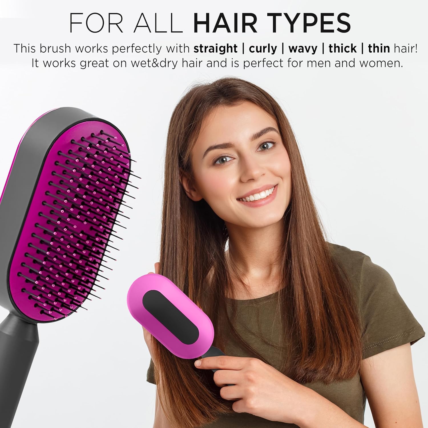 Self Cleaning Hair Brush With Nylon Bristles