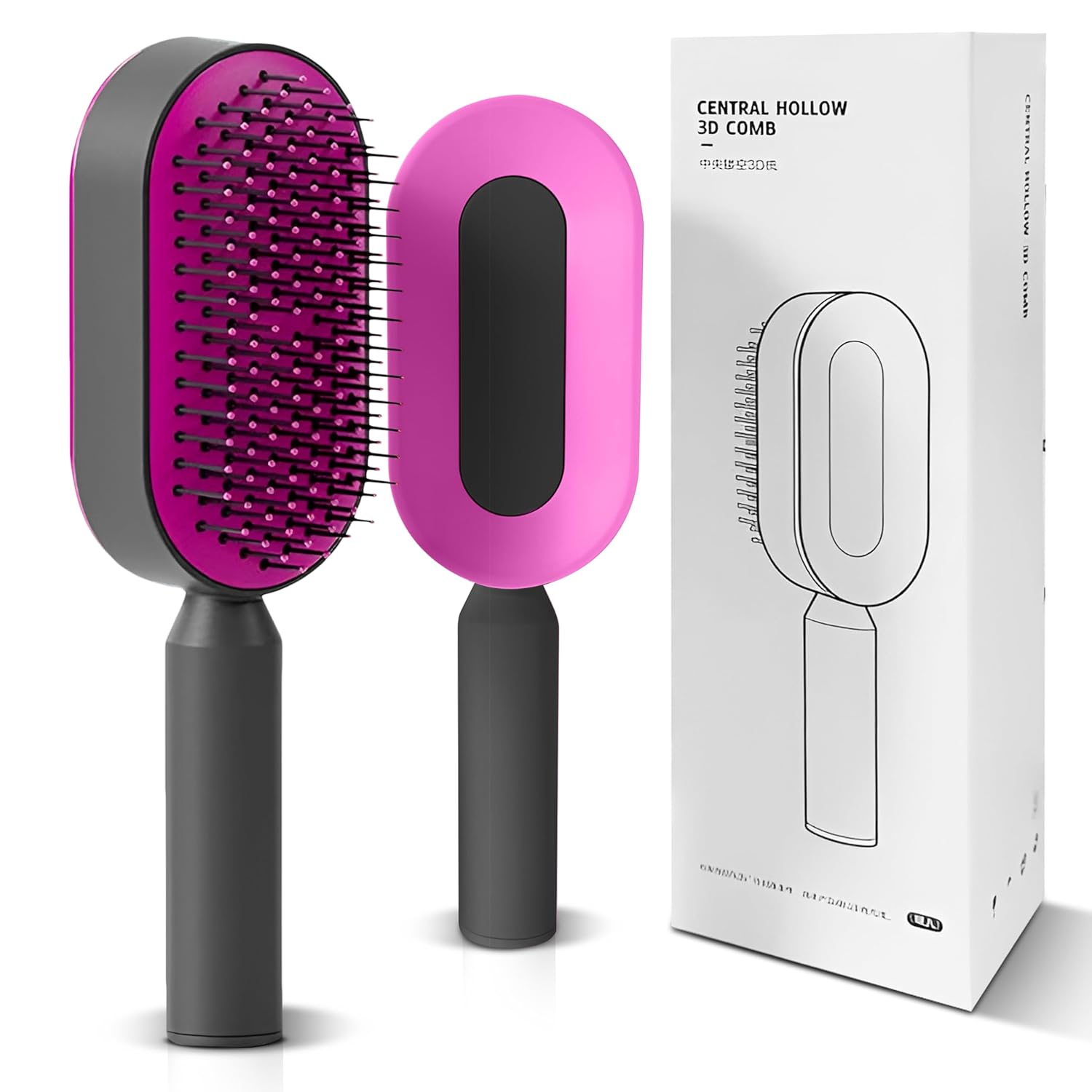 Self Cleaning Hair Brush With Nylon Bristles