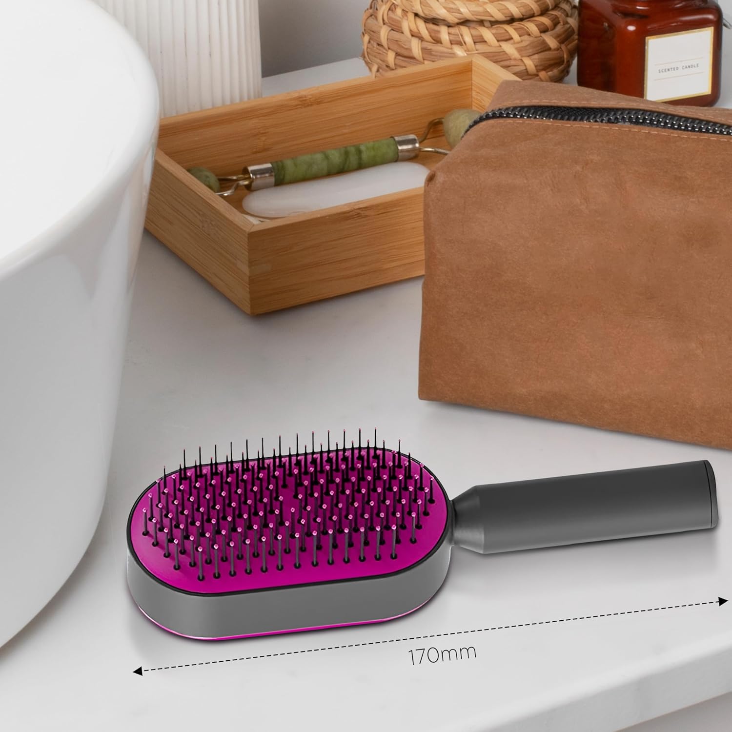Self Cleaning Hair Brush With Nylon Bristles